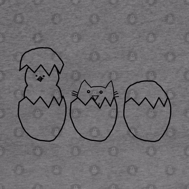 Easter Eggs Cat among the Chickens Outline by ellenhenryart